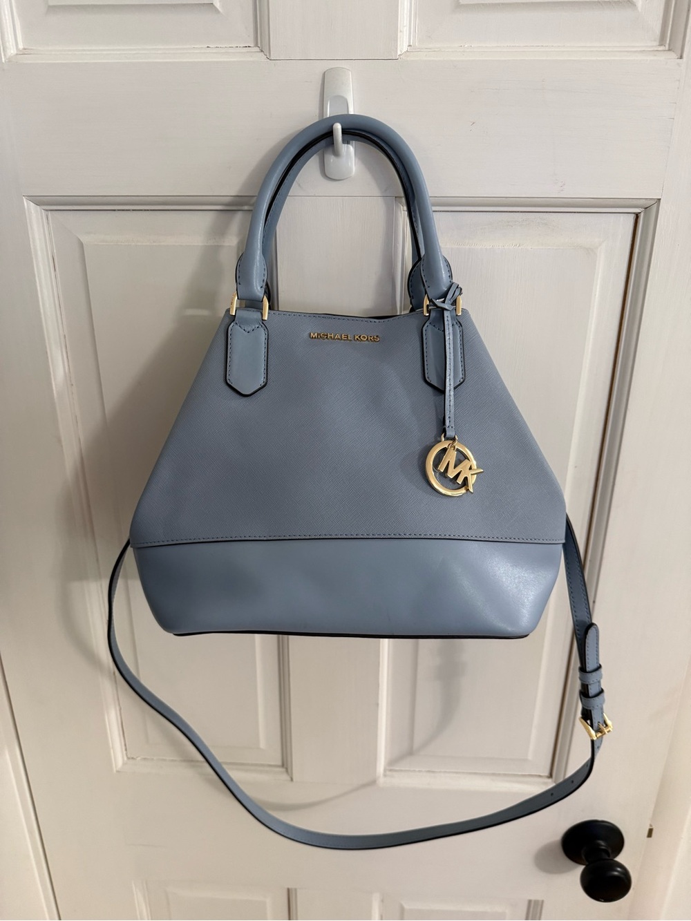 Michael Kors Powder Blue Leather Satchel with Gold Hardware & wallet